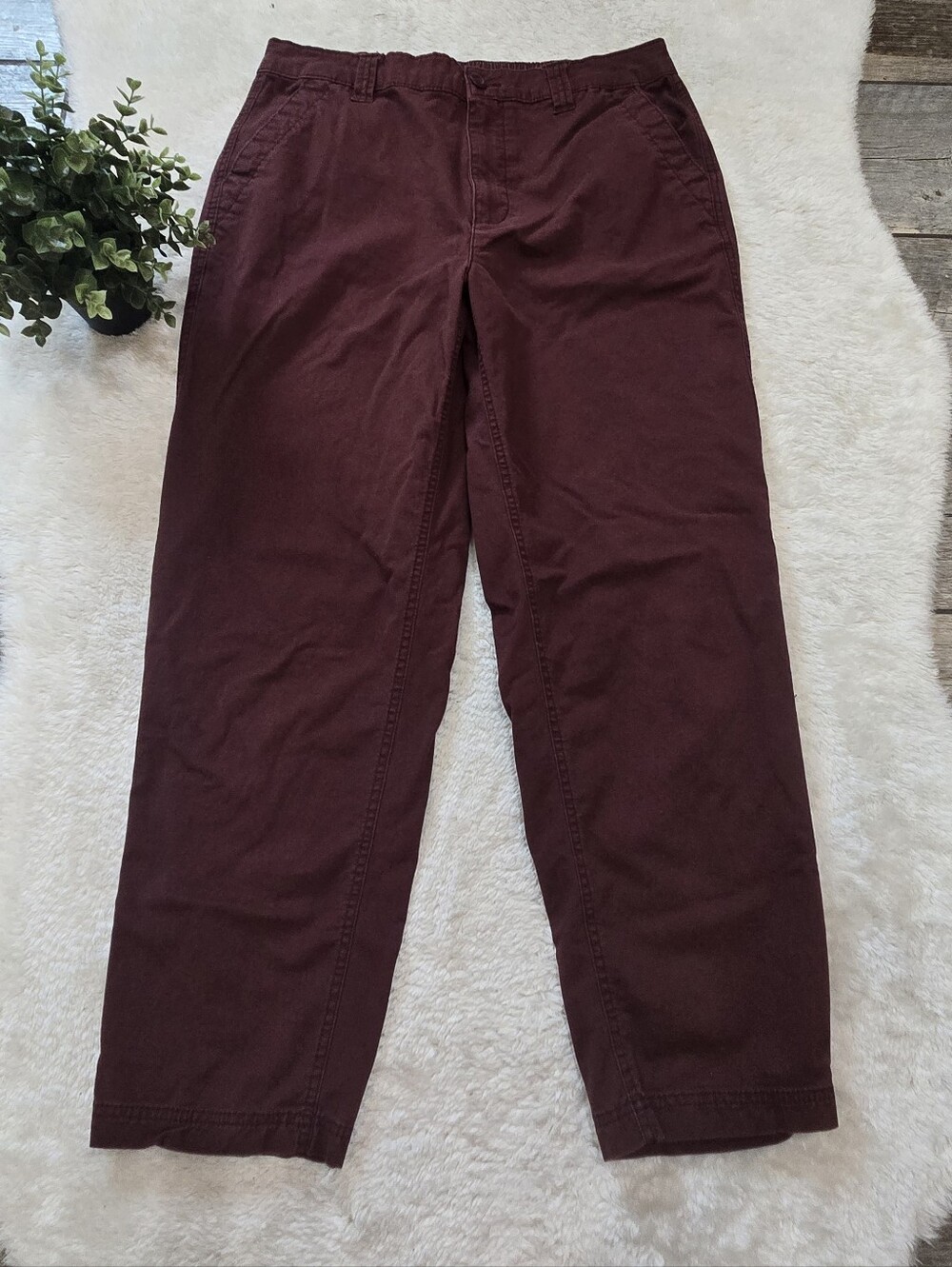Old Navy Burgundy High-Rise OG Business Casual Preppy Academia Chino Pants, L T